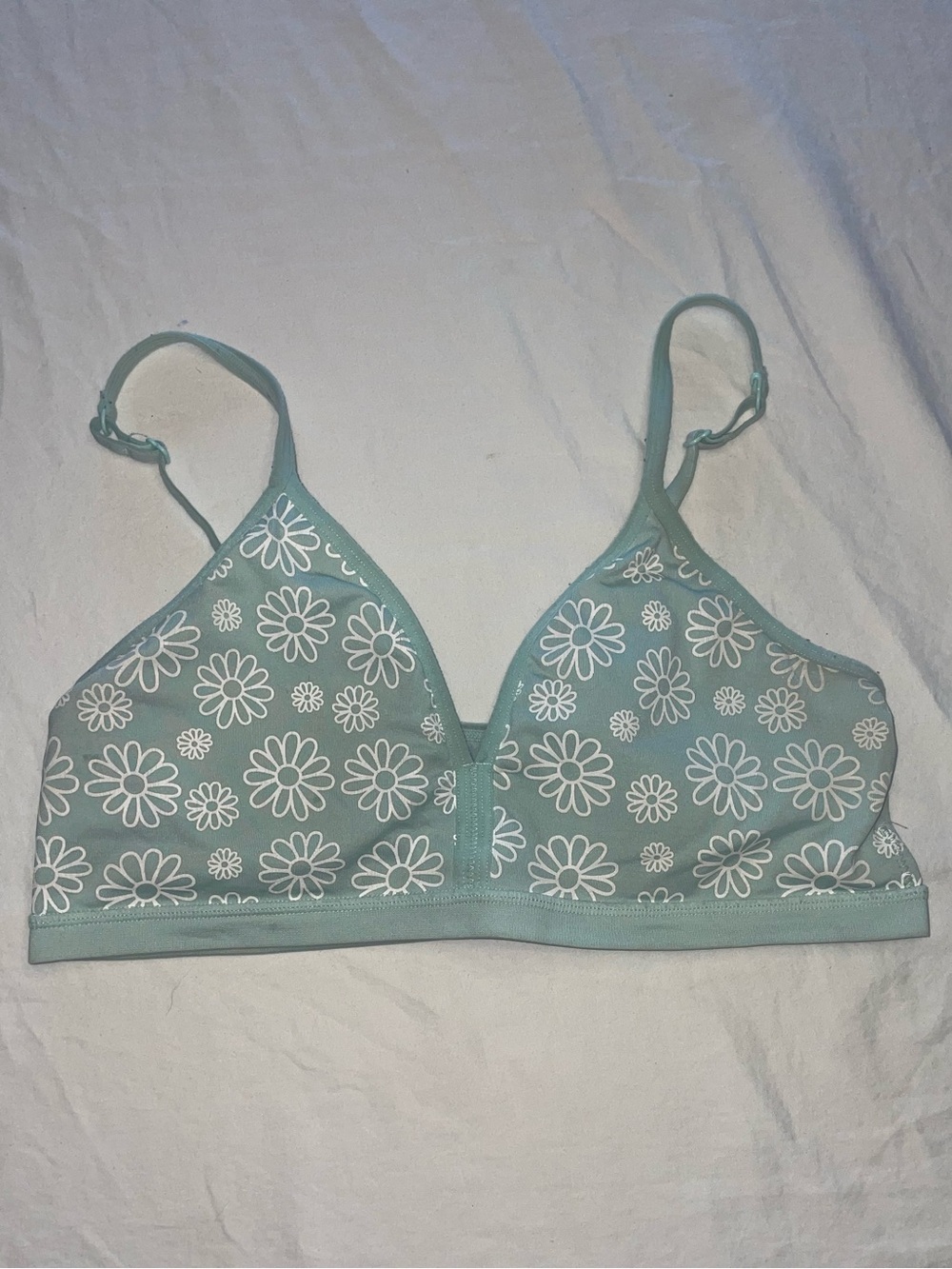Girls XXL Floral Bralette Sage Green padded adjustable straps PRELOVED